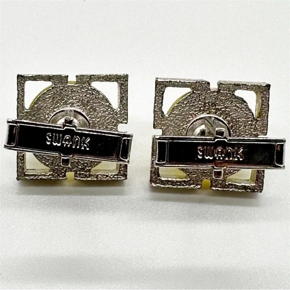 Vintage Swank Australian Opal Half Globe Silver Tone Cufflinks